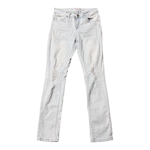 Ymi Wannabettabutt Light Wash Distressed Denim Jeans Womens Straight Leg Size 9 - Picture 1 of 6